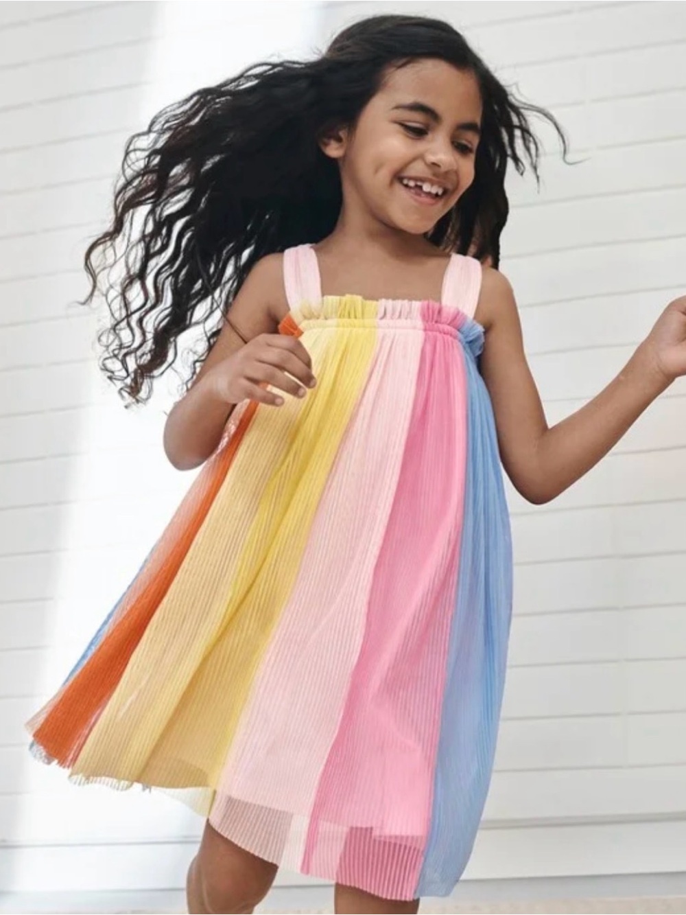 Hanna Andersson size 6/7 Sleeveless Tulle Rainbow Paneled Dress
